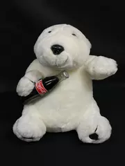 1997 Play By Play Coca-Cola Plush Polar Bear 9.5" Waving Pre-Owned