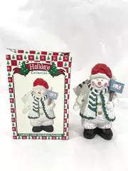 World Bazaars Holiday Collection Carved Snowman Figurine 10" Tall