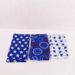 Lot of 3 Patriotic Scarves Wraps Shawls Red White Blue Stars 63" Long
