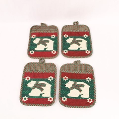 Lot of 4 Christmas Pot Holders Hot Pads Polar Bear Snowflakes Red Green White