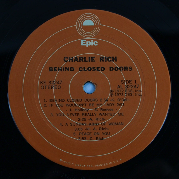 Charlie Rich Behind Closed Doors Record Album Vinyl LP 1973 Epic