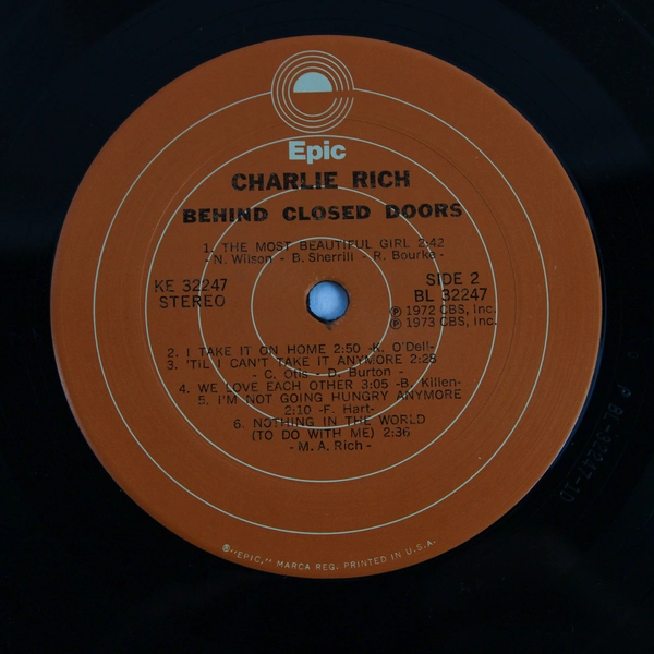 Charlie Rich Behind Closed Doors Record Album Vinyl LP 1973 Epic