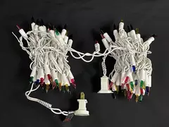 Lot of 2 String Christmas Lights White Strand Multicolored Mini Bulbs