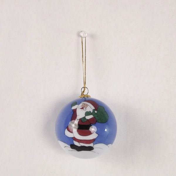 Vintage Blue White Santa Claus Glass Bulb Christmas Ornament Holiday Decor