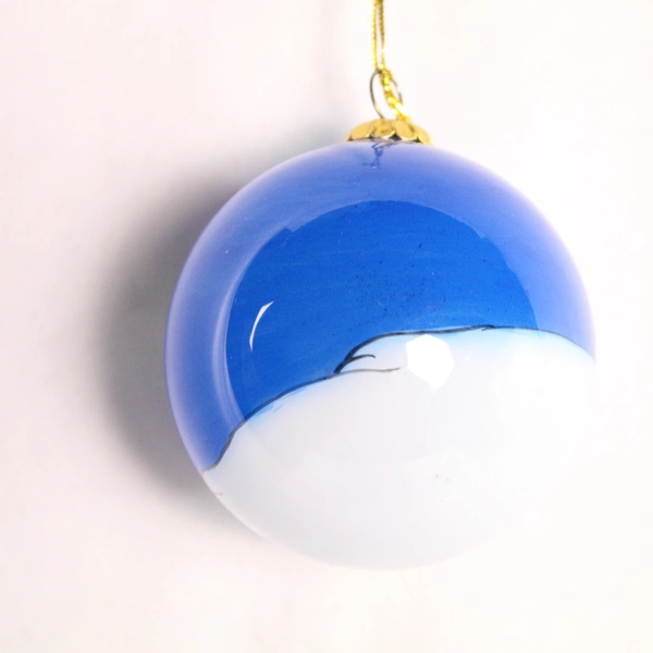 Vintage Blue White Santa Claus Glass Bulb Christmas Ornament Holiday Decor