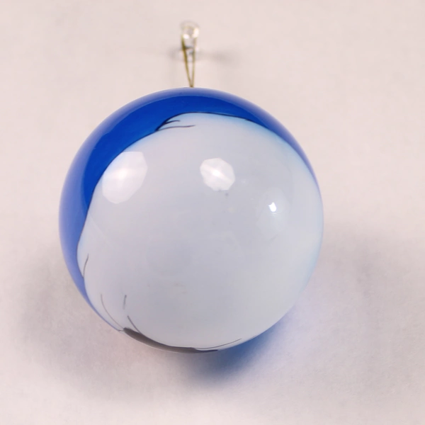 Vintage Blue White Santa Claus Glass Bulb Christmas Ornament Holiday Decor