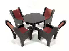 Vintage Handmade Miniature Dollhouse Dining Table & Chairs Set 5 Pieces