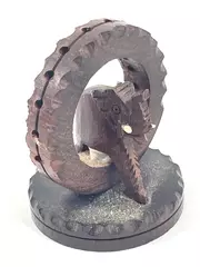 Hand Carved Wood Elephant In a Ring of Fire Figurine Made In India