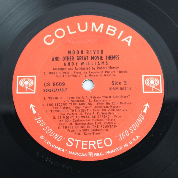Andy Williams Moon River Columbia Records Vinyl Longplay Record from 1962