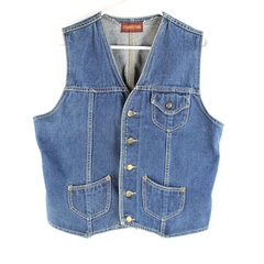 Country Blue Medium Wash Button-Up Denim Vest Women's Size XL