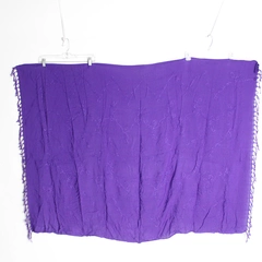 Large Purple Scarf Wrap Shawl with Fringe & Stitching Pre-owned