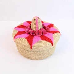 Vintage Mexican Woven Tortilla Warmer Basket Lid Cancun Kitchen Decor