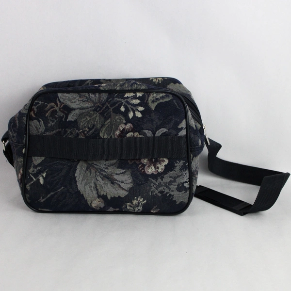 Vintage Jaguar Blue Multicolored Floral Tapestry Luggage Travel Shoulder Bag