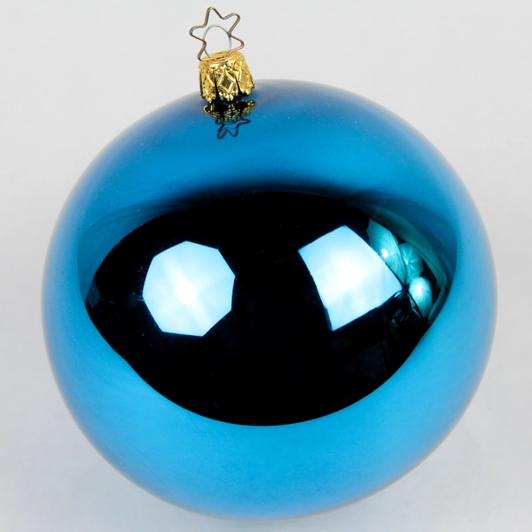 Vintage Igne-Glas Shiny Blue Old World Christmas Ball Ornament