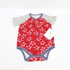 Burt's Bees Baby 24M One-Piece Pajama Red Blue Stars Gray NWT Pre-Owned