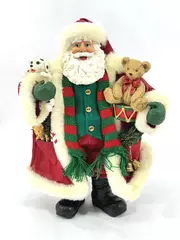 Vintage Paper Mache Santa Figurine with Dalmatian & Teddy Bear 10.5" Tall
