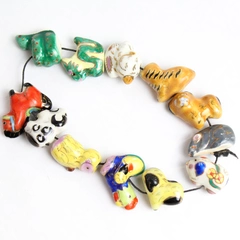 Handmade Multicolor Ceramic Chinese Zodiac Charm Bracelet