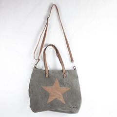 Mad Style Gray Canvas and Faux Leather Women's Crossbody Shoulder Bag Purse