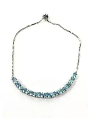 Women's Silver Tone Blue Topaz Slide Bracelet