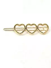 Gold Toned 3 Heart Women's Hair Barrette