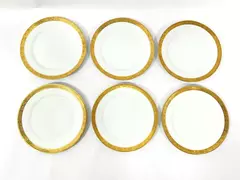 Set of 6 Vtg Thomas Bavaria L & G Gump White Porcelain Bread Plates Gold Trim