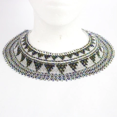 Multicolor Geometric Design Beaded Collar Choker Necklace
