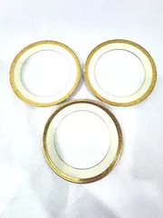 Set of 3 Vintage Thomas Bavaria White Cream Porcelain Plates Gold Trim