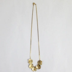 Gold-Tone Lily Pad Necklace With White Stones 8"