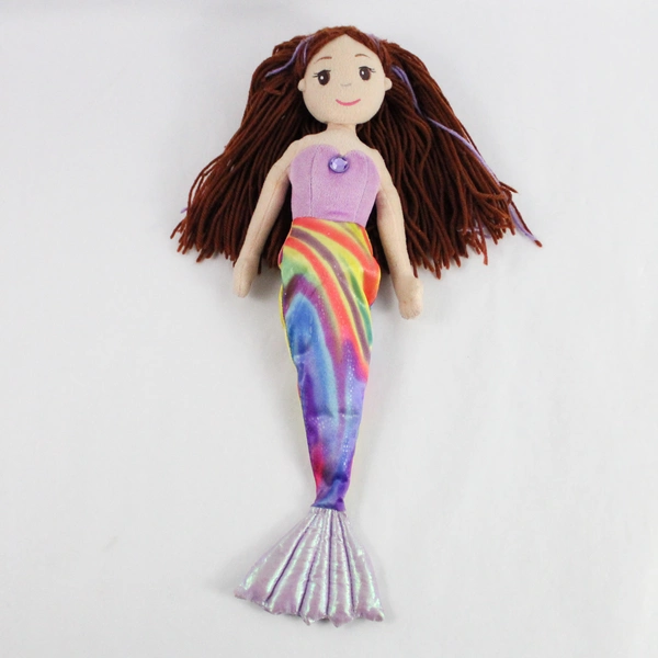 Aurora Sea Sparkles Mermaid Doll Plush Purple Rhinestone Accent Brunette Hair