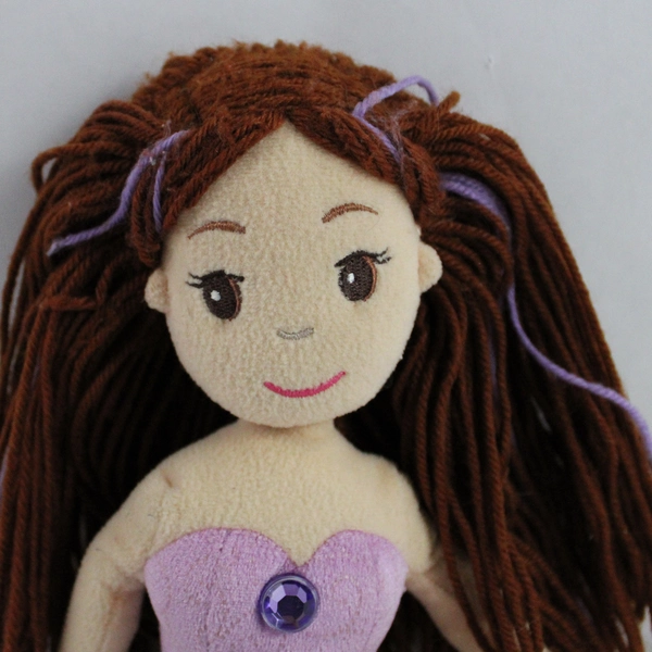 Aurora Sea Sparkles Mermaid Doll Plush Purple Rhinestone Accent Brunette Hair