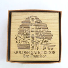Set of 4 Golden Gate Bridge Coasters San Francisco 4"x4" Good Condition