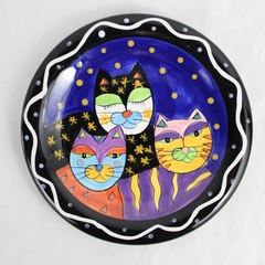 Milson & Louis Colorful Hand-Painted Ceramic Cat Plate 8"