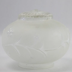 Frosted Glass Floral Vine Ceiling Light Globe Art Deco 1960's