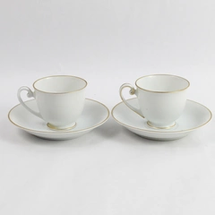 Set of 2 Fukagawa Arita Hand Painted Demitasse Tea Cups And Saucers Gold Wheat