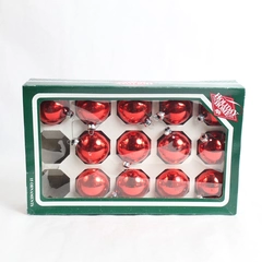 Lot of 13 Holiday Home Red Glass Christmas Tree Ornaments 2 Missing