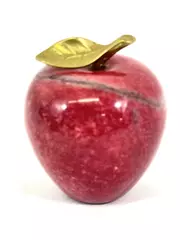 1997 Dayton Hudson Red Marble Apple Paperweight with Brass Leaf in Box