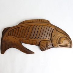Salmon by Glen Harper Wooden Carving Tribal Wall Art 15"
