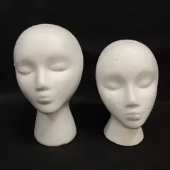 Lot Of 2 Female Styrofoam Mannequin Heads Wig Hat Models