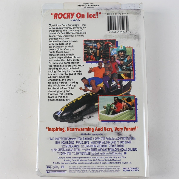 Cool Runnings Disney VHS 1994 Clam Shell