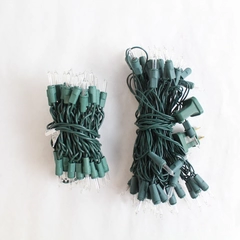 Lot of 2 Strands Clear Mini Christmas Lights Green String Holiday Wedding