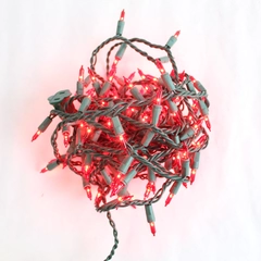 One Strand Red Mini Christmas Lights Green String Holiday Decor 244"