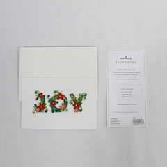 Hallmark Signature Frameable Handmade Christmas Card Joy Red Green 4.75 x 6.75