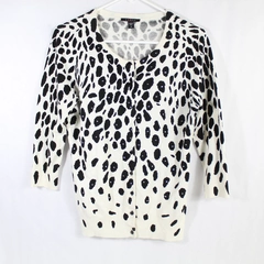 Cyrus Cardigan Women's Size M Black White Animal Print Button Up 3/4 Sleeves