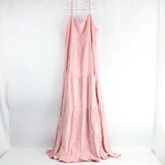 Tiered Solid Pink Spaghetti Strap Maxi Dress Women's Size Medium
