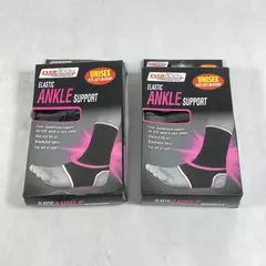 Lot of 2 Ever Ready Black Elastic Ankle Supports Unisex Right or Left One Size