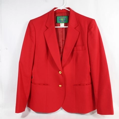 Vtg Charter Club Blazer Women's Size 12 Red 100% Wool Shell Long Sleeves 