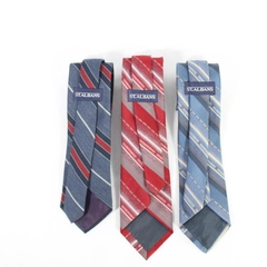 Lot of 3 St Albans Men's Neck Ties Red Navy Blue Gray Stripes Professional Work