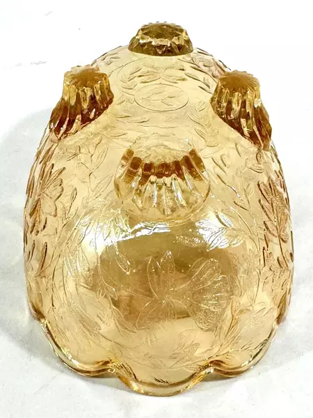 Vintage Jeanette Glass Louisa Florigold Iridescent 4 Toed Candy Dish
