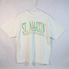Oneita St Martin West Indies T Shirt Men's Size XL White Short Sleeves