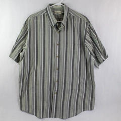 Vintage Tournament Arrow Dress Shirt Men's Size XL Green Gray Short Sleeves